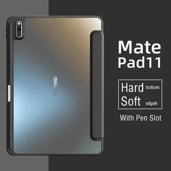 Чехол для планшета Huawei Matepad 11 10,4 Pro 11 10,8 Honor Pad V6 V7 10,4 дюйма, тройной прозрачный твердый чехол с подставкой для карандашей Matepad 11 2021 синий