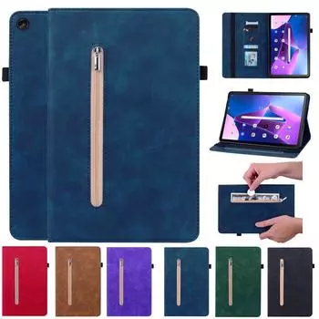 Чехол для планшета Lenovo Tab M10 Plus M8 3-го поколения, чехол из искусственной кожи, мягкий чехол-бумажник из ТПУ на задней панели, чехол для планшета Funda Lenovo M10 Fhd Plus Tb-x606f M10 (3rd Gen) 10.1 чёрный