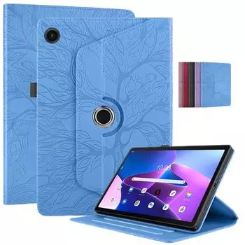 Чехол для планшета Lenovo Tab M10 Plus 3-го поколения TB125FU, чехол с тиснением в виде дерева, вращающаяся на 360 градусов, откидная подставка для Lenovo Tab M10 Plus, чехол 3-го поколения M10 Plus 3rd Gen чёрный