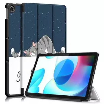 Чехол для Samsung Galaxy Tab A8 2021 PU Flip Tri-Fold Magnetic PU Leather Stand Cover для Samsung Tab A8 10.5 SM-X200/SM-X205 Tablet Case Funda Tab A8 2021 дымный черный