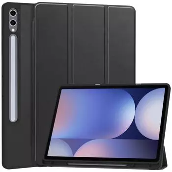 Чехол для планшета Samsung Galaxy Tab S10+ Plus / S9+ Plus 12,4 дюйма, тонкий чехол Folio, легкий жесткий защитный чехол с многоугольной подставкой for Samsung Tab S9 Plus чёрный
