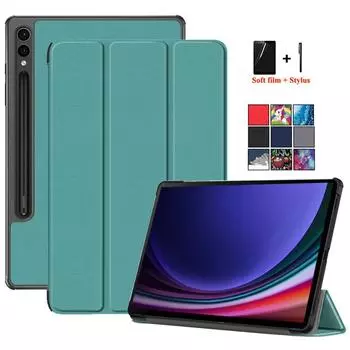 Чехол для планшета Samsung Galaxy Tab S9 Plus S9Plus, чехол 12,4, 2023, тройная складная подставка, магнитный чехол Smart Folio для Tab S9 Plus, чехол-ручка Tab S9 (11 Inch) чёрный