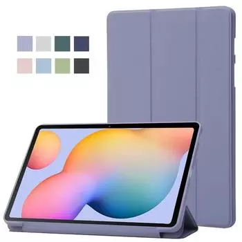 Чехол для планшета Samsung Tab S6 Lite 2024 10,4 Trifold PU кожа мягкая задняя подставка откидной держатель ударопрочный полное покрытие S6 Lite 10.4 2020 темно-синий