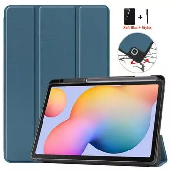 Чехол для планшета Samsung Tab S6 Lite, чехол с карандашом, 10,4 дюйма, SM-P610, 2022, чехол из искусственной кожи для Samsung Galaxy S6 Lite, чехол для планшета S6 Lite 10.4 Inch чёрный