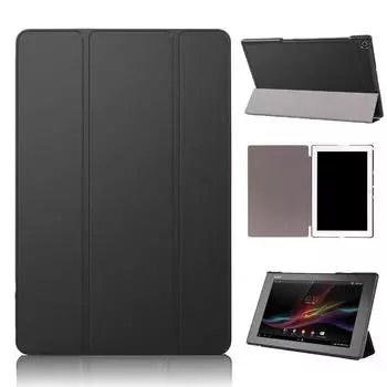 Чехол для планшета Sony Xperia Z2 PauTion Чехол-подставка для планшета Xperia Z2 из искусственной кожи, устойчивый к царапинам, чехол-подставка для планшета Xperia Z2, складывающийся втрое (Планшет Sony, черный) чёрный