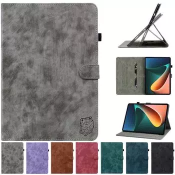 Чехол для планшета Xiaomi Mi Pad 6 5 Pro 6Pro 5Pro 11 дюймов, милый кавайный чехол с тигровым принтом из искусственной кожи, магнитный корпус для Xiaomi Pad 6 5, чехол for Mi Pad 6 чёрный