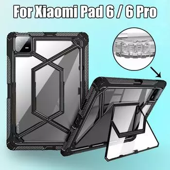 Чехол для планшета Xiaomi Pad 6 Pro, 11 дюймов, прозрачный магнитный чехол-подставка с кристаллами для Xiaomi Mi Pad 6, 2 в 1, жесткий чехол с невидимым кронштейном For Xiaomi Pad 6 чёрный