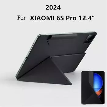 Чехол для планшета Xiaomi Pad 6S Pro 12,4, откидная подставка из искусственной кожи, магнитный чехол для планшета Mi Pad 6S Pro, интеллектуальный чехол-подставка для книги для пробуждения и сна For Xiaomi Pad 6S Pro чёрный