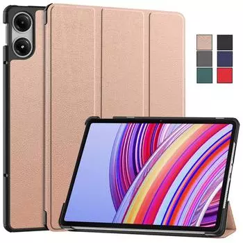 Чехол для планшета Xiaomi Redmi Pad Pro, чехол 12,1 дюйма, тройной магнитный кожаный смарт-чехол для Funda Redmi Pad Pro 12,1, 2024, чехол для планшета China миндальный