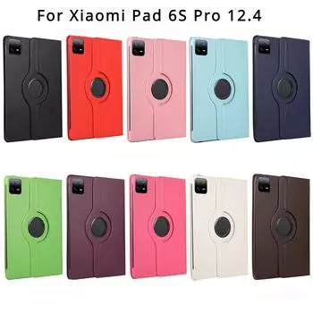 Чехол для планшета Xiaomipad 6S pro 12,4 в 2023 году, чехол для планшета Xiaomipad 6S pro Folio, откидная крышка, вращающаяся на 360 градусов подставка, чехлы из искусственной кожи для Xiaomipad 6S pro Xiaomi Pad 6S Pro темно-синий