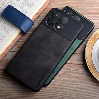 Чехол для POCO F6 Pro, шелковистый прочный чехол из искусственной кожи премиум-класса для чехла poco f6 POCO F6 Pro темно серый