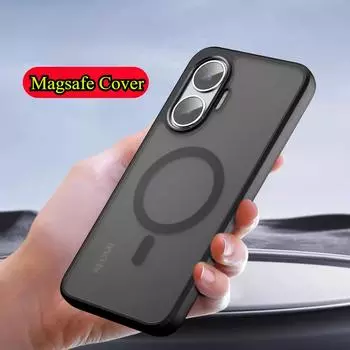 Чехол для Poco F7 для Magsafe Магнитный Матовый Акриловый Бампер для Xiaomi POCO F 7 POCOF7 Redmi Turbo 4Pro Беспроводная Зарядка Жесткий Чехол For Redmi turbo4 pro чёрный