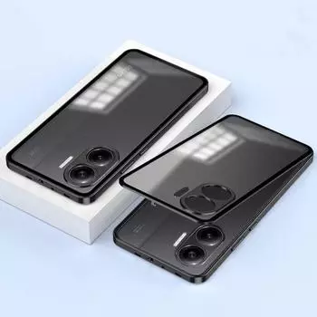 Чехол для POCO F7 Противоударный Металлический Алюминиевый Сплав Рамка Жесткий Бампер Полупрозрачная Крышка для POCO F7Ultra F7Pro Чехол Poco F7 чёрный