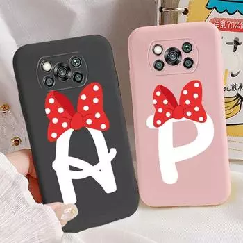 Чехол для Poco X3 NFC Pocox3 X 3 Pro, противоударный бампер для телефона, розовый, черный, с бантом, буквы алфавита, мягкая задняя крышка для Xiaomi Poco X3, чехлы, сумки Poco X3