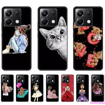 Чехол для Poco X6 5G, черный силиконовый мягкий роскошный чехол для PocoX6, полная защита, ультратонкий противоударный бампер 6,67 дюйма Poco X6-Style 1