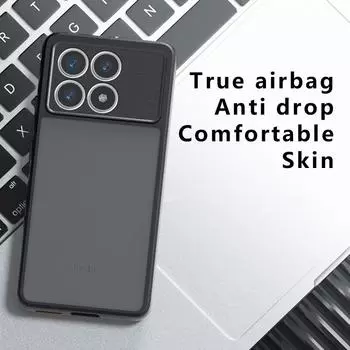 Чехол для POCO X6 Pro M6Pro 4G роскошный матовый прозрачный бронированный задний чехол для Xiaomi Poco X 6 X5 F6 F5 Pro акриловый жесткий ПК +TPU противоударный бампер For POCO X6 Pro чёрный