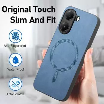 Чехол для POCO X7 Pro X 7 X7pro Роскошный деловой кожаный чехол для беспроводной магнитной зарядки Magsafe Противоударный чехол для задней панели телефона POCOX7Pro POCO X7 Pro фиолетовый