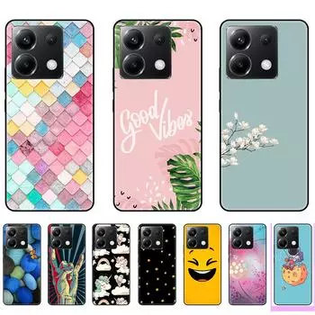 Чехол для PocoX6 5G 6,67 дюйма, черные мягкие роскошные чехлы на Poco X6, ультратонкий противоударный бампер из ТПУ, милый мультфильм Poco X6-Style 1