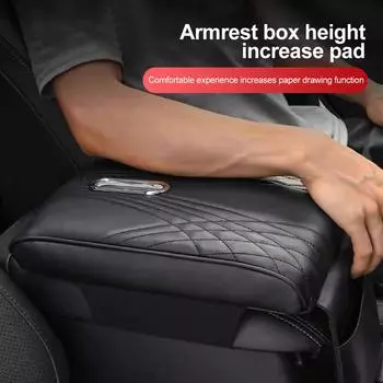 Чехол для подлокотника автомобиля Коробка для салфеток Уборка Пена с эффектом памяти Высота Подкладка Универсальный центральный подлокотник автомобиля Защитная подушка Поддержка чёрный