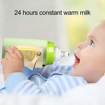 Чехол для подогрева бутылочек Yousheng, портативный подогреватель детских бутылочек, быстрый нагрев, USB Type C, интеллектуальный контроль температуры, подогреватель бутылочек зелёный