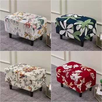 Чехол для подставки для ног в стиле цветов, эластичный чехол для подставки для ног из спандекса, защитный чехол для стула, чехлы для гостиной, домашний декор