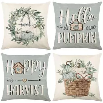 Чехол для подушки Autumn Pumpkin, серия Harvest, льняной принт с буквами, декоративная наволочка для дивана, наволочка для спальни 45*45cm JYM451-1