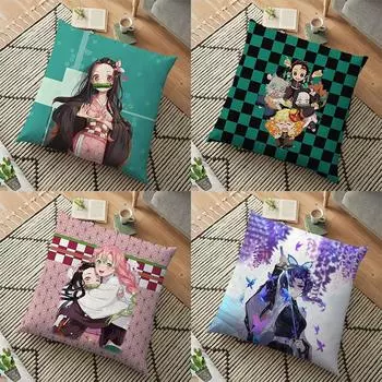 Чехол для подушки Demon Slayer Kimetsu No Yaiba, декор с рисунком, наволочка Kamado Tanjirou, полиэстеровая наволочка для дивана, дома, 45 см 1