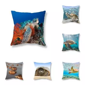 Чехол для подушки для дивана, автомобиля, роскошное украшение для дома, чехол для подушки с изображением морских животных и черепах 40x40cm