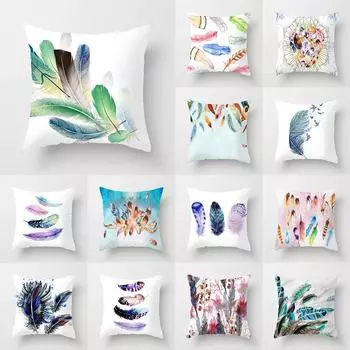 Чехол для подушки для дивана в автомобильную гостиную, роскошный домашний декор, чехол для подушки, абстрактный рисунок в виде перьев и граффити 40x40cm