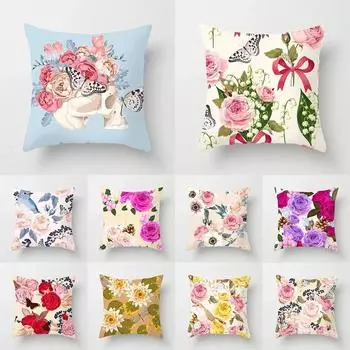 Чехол для подушки для дивана в автомобильную гостиную, чехол для подушки с рисунком в виде цветка розы, чехол для подушки с роскошным декором для дома 40x40cm