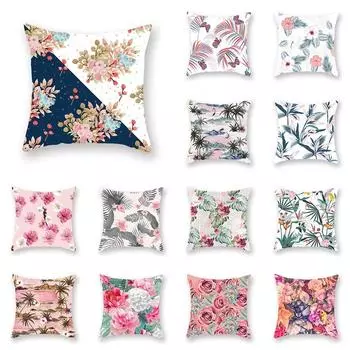 Чехол для подушки для дивана в автомобильную гостиную с розовым ботаническим цветочным принтом, роскошный чехол для подушки для домашнего декора 40x40cm