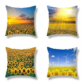 Чехол для подушки для дивана в автомобильном стиле, роскошный чехол для подушки для украшения дома, чехол для подушки в пасторальном стиле с изображением подсолнуха 40x40cm