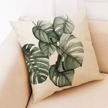 Чехол для подушки для домашнего декора Красивые чехлы с зелеными листьями зелёный