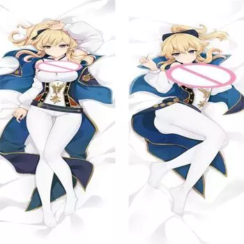 Чехол для подушки Genshin Impact Dakimakura, 60x180 см, обнимающий персонаж Джин, чехол для подушки в полный рост, двусторонняя наволочка из персиковой кожи, постельное белье 34x100cm Peach Skin белый