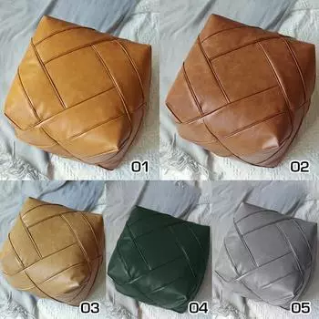 Чехол для подушки из искусственной кожи в марокканском стиле с вышивкой, подушка для медитации в японском стиле, татами, ленивый пуф, напольный футон, ненабитый табурет 35x35x25cm