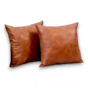 Чехол для подушки из натуральной высококачественной козьей кожи трехцветного цвета, 2 комплекта 18 x 18 in коричневый