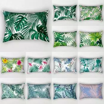 Чехол для подушки из полиэстера с зелеными листьями, 30x50 см, прямоугольная наволочка, двусторонний принт, диванная наволочка, домашний декор для спальни 30x50cm