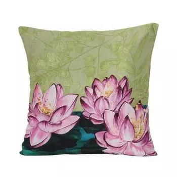 Чехол для подушки KOKO MAISON INC Blooming Lotus Polystain | Застежка-клапан | Цифровая печать разноцветный