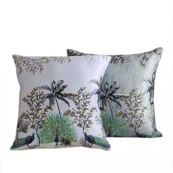 Чехол для подушки KOKO MAISON INC Dancing Peacock Polystain (Упаковка из 2 шт.) | Закрытие клапаном | Цифровая печать разноцветный