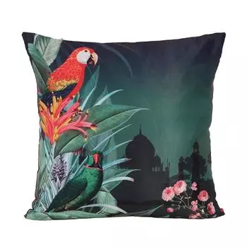Чехол для подушки KOKO MAISON INC Garden Parrots Polystain | Застежка-клапан | Цифровая печать разноцветный