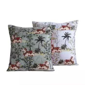 Чехол для подушки KOKO MAISON INC Happy Cow Polystain (Упаковка из 2 шт.) | Закрытие клапаном | Цифровая печать разноцветный