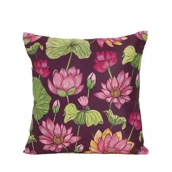 Чехол для подушки KOKO MAISON INC Lotus Garden Polystain | Застежка-клапан | Цифровая печать разноцветный