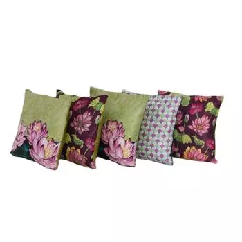 Чехол для подушки KOKO MAISON INC Lotus Valley Polystain (Пакет из 5) | Закрытие клапаном | Цифровая печать разноцветный