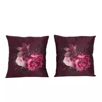 Чехол для подушки KOKO MAISON INC Rumba Rose & Fern Polystain (Упаковка из 2 шт.) | Закрытие клапаном | Цифровая печать разноцветный