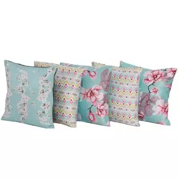 Чехол для подушки KOKO MAISON INC Rumba Rose & Fern Polystain (Пакет из 5) | Закрытие клапаном | Цифровая печать разноцветный
