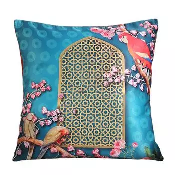 Чехол для подушки KOKO MAISON INC Singing Parrots Polystain | Застежка-клапан | Цифровая печать разноцветный