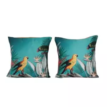 Чехол для подушки KOKO MAISON INC Talking Parrots Polystain (Упаковка из 2 шт.) | Закрытие клапаном | Цифровая печать разноцветный