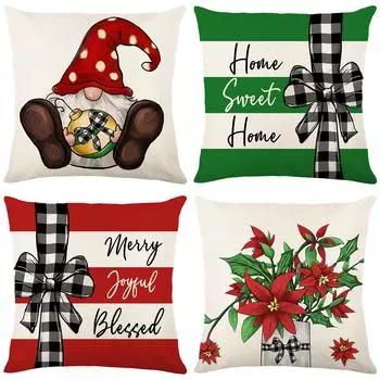 Чехол для подушки на рождественскую подушку с полосатым принтом в виде букв для домашнего дивана 45*45cm JYM213-1