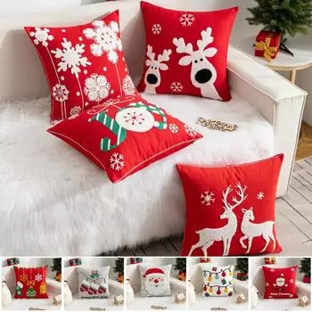 Чехол для подушки на рождество, украшение для дома, вышивка, рождественский узор, 18*18 дюймов, наволочка для дивана, подушка для автомобиля, чехол для подушки, 1 шт. 45x45cm