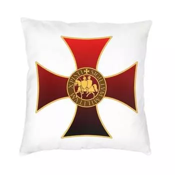Чехол для подушки с изображением рыцарей тамплиеров и крестом 50x50 см, полиэстер, средневековый крестоносец, наволочка, диван, квадратная наволочка, домашний декор
